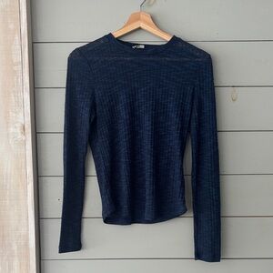 Intimately Free People Ribbed Long Sleeve Top – Navy | Size S